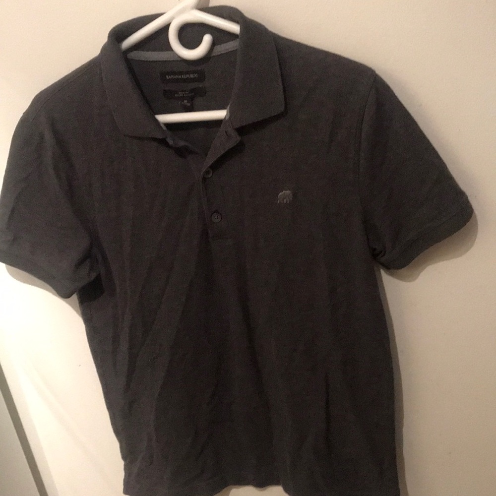Ultra Sharp Steel Grey Banana Republic Slim Fit Cotton Polo